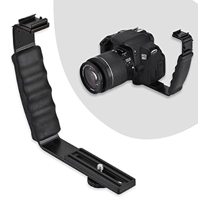 Mugast Camera Flash L-Bracket Portable Bracket with 2 Hot Shoes 1 4 Screw Thread for Photography Lovers Mugast Camera Flash L-Bracket Portable Bracket with 2 Hot Shoes 1 4 Screw Thread for Photography Lovers