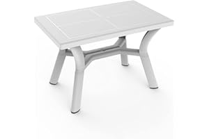 RESOL GRUPO Resol Dalia Table de Jardin rectangulaire 115 x 72 à 4 Personnes Design Moderne et élégant avec Trou de Parasol et Protection UV pour Salle à Manger extérieure sur Patio, terrasse ou Porche – Blanc