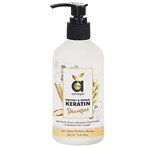 Anveya Protect & Repair Keratin Shampoo, 250ml, for Thinning, Damaged Hair & Hair Fall Control