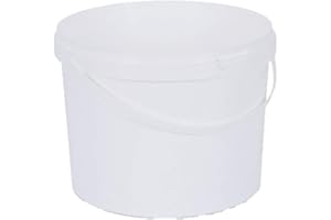 SHALAM UK 5 X 10 LITRE PLASTIC BUCKETS WITH LIDS, HARD WEARING STORAGE BUCKET P/H