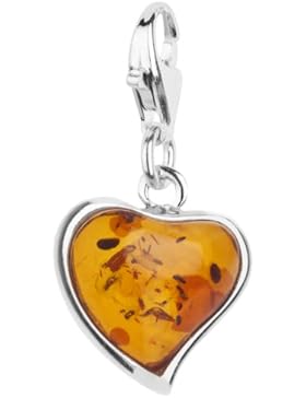 InCollections Damen-Charm-Anhänger 925/000 Sterlingsilber mit Bernstein, Herz 0020200220890