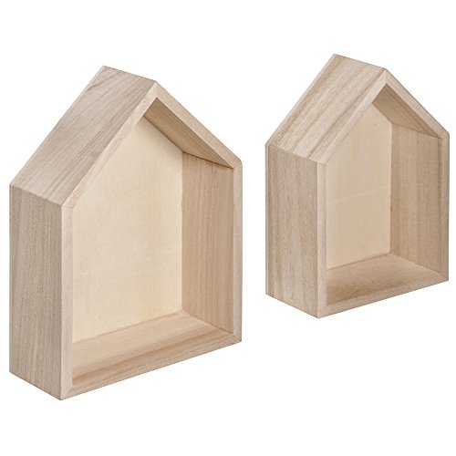 Rayher 62696000 Holz Rahmen Häuser, FSC Mix Credit, 14x10x4cm+12,5x8,5x4cm
