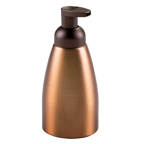 InterDesign Metro Schaumseifenspender | nachfüllbarer Seifenspender mit Pumpkopf aus Kunststoff | auch als Lotionspender geeignet | Aluminium bronze