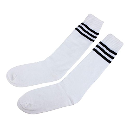 Preisvergleich Produktbild Fußball Socken Herren Damen Team Athletic Streifen Rohr Knie Strumpf Absolvierte Leistung Cheerleading Tube Hockey Sport Strümpfe Von BakeLIN (Weiß+Schwarz)