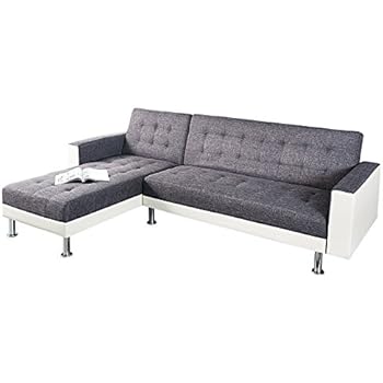 Design Ecksofa CHAISE LOUNGE mit Schlaffunktion grau beidseitig