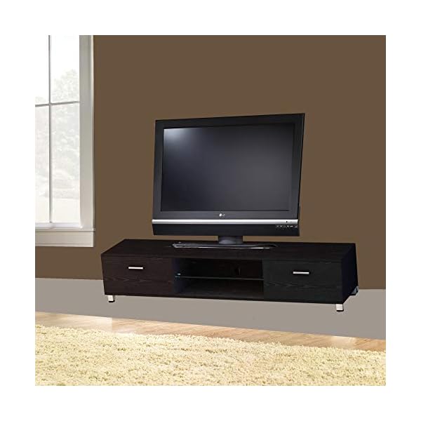 Limitless Home Plasma TV Stand | LED/LCD MDF for 32 to 70 inches | with Two Drawers and Glass Shelf | Black - Image 5