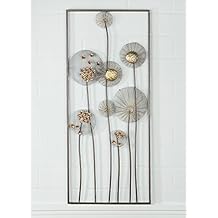 3 Decorazioni Da Parete Con Fiori In Metallo – Rustiche, Color Nero, Dimensioni 15/20/30 Cm, Per Soggiorno E Ingresso