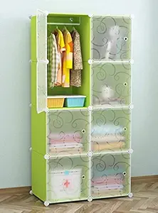 BucketList Kids Plastic Wardrobe Green;White ,8 door