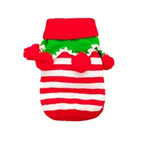 Generic Pet Cat Dog Christmas Clothes Warm Knitted Sweater Hoodie Holiday Apparel - Red, M