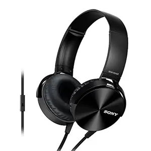 Sony MDR-XB450AP Wired Extra Bass On-Ear Headphones with Tangle Free Cable, 3.5mm Jack, Headset with Mic for Phone Calls and 1 Year Warranty - (Black)