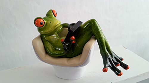 Frosch im Sessel mit Tablett, hellgrün, 14 cm - 2