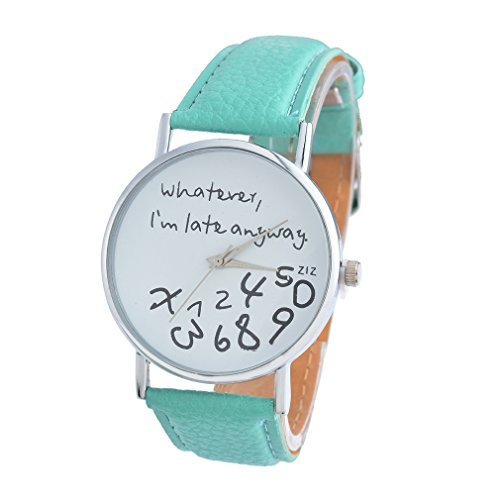 Souarts Damen Weiß Armbanduhr Jungen Jugendliche Armreif Uhr Analog Quarzuhr Kreativ Zifferblatt mit Batterie (Grün)