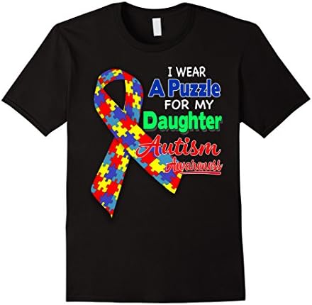 Men's I wear a Puzzle for my Daughter - Autism Awareness shirt  2XL Black