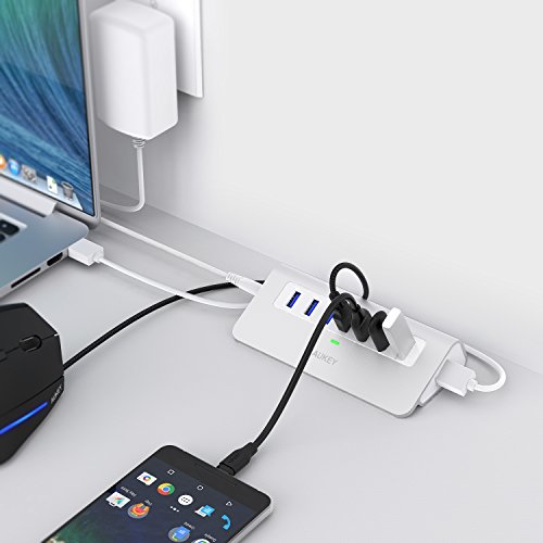 AUKEY USB3.0 Hub 7 Ports mit Netzteil Aluminum kompatibel mit Windows XP/Vista/7/8 / Linux und Mac, für USB 3.0 kompatiblen Geräten Apple Stil - 4