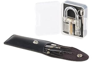 AGT Candados de llave - bloquear Grieta conjunto: Juego de ganzúas con bolsa de 17 piezas y candado de práctica (Práctica bloqueo, Ganzúa Conjunto ejercicios, Kit ciencia)