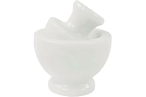 Marblous Krafts Set di mortaio e pestello in marmo, 11,4 cm, bianco, per erbe e spezie, accessori da cucina, macina spezie manuale, pestello e ciotola per mortaio