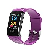 Fitness-Tracker Watch Schrittzähler und Farbbildschirm Smart Armband Kalorienzähler Activity Tracker Smart Armband, Schrittzähler, Schlaf-Monitor, Entfernung. VeryfitPro Walking und Running App für iPhone und Android-Handys(Purple)