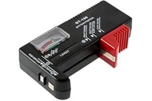 QiKun-Home AA/AAA/C/D / 9V / 1.5V Batteria a Bottone Universale Misuratore con codice Colore Indica Volt Tester Checker BT-168 Nero