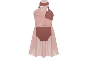 Agoky Bambina Abito da Balletto Danza Lirica Contemporanea Senza Maniche Vestito da Ginnastica Artistica Ballo Costumi Danza Moderna Leotard Bodysuit 5-14 Anni