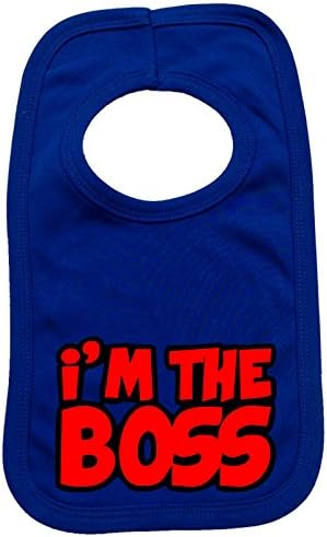 IM THE BOSS PULLOVER BABY BIBS – Doubled Layered - (Royal Blue) - 100% Cotton Baby Newborn Toddler Perfect Gear Clothing Boy Girl Mum Dad Mummy Daddy Grow Gift Custom Present Birthday Christening play