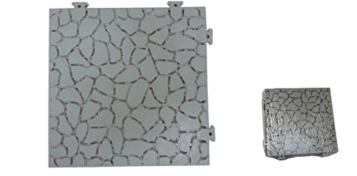 UPP® Gartenplatten 30x30cm/ Terrassenplatten/ Gartenweg/ Beetplatten/Bodenplatte (24 Teile, Stone)