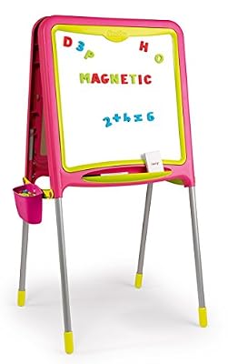 Smoby Toys- 410303- Tableau Tubes, Ardoise double face, Magnétique / Craie, + 80 Accessoires Inclus, Rose