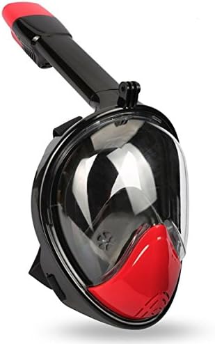 Lidaway Underwater Diving Mask Snorkel Set Full face breathing snorkel mask with Anti-fog and Anti-leak Technology fits for all swim newbies and diving lovers (black and red, L/XL)