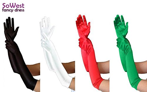 Ladies Fancy Dress Prom Wedding Burlesque Opera Black Red Green White Gloves