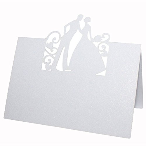 ROSENICE 50 Stück Tischkarten Herz Brautpaar Hochzeit Dekoration Tischdekoration Namenskarten Platzkarten - 3
