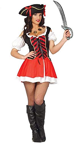 Fiestas Guirca- Costume Piratessa Corsara, Colore Nero, Rosso, Bianco, M, 80808
