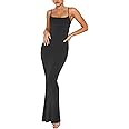 REORIA Women's Sexy Lounge Slip Long Dress Elegant Sleeveless Backless Ribbed Bodycon Maxi Dresses