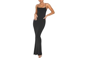 REORIA Damen Sexy Lounge Slip Langes Kleid Elegantes Hochzeitsgast ärmelloses rückenfreies Geripptes figurbetontes Maxikleid
