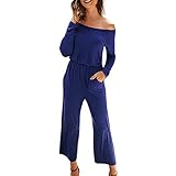 Wunderbar weiches Material. DIPOLA Damen Casual Langarm Jumpsuit Solide Wide Leg Langarm O-Neck Jumpsuit Frauen Evening Jumpsuit Hose