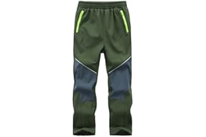 Zzkouine Pantaloni Sci Bambino Pantaloni Trekking Softshell da Neve, Impermeabili e Anti Vento Pantalone Bambini con Fodera in Pile