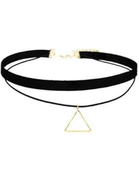 BODYA Punk Gothic Schwarz Velvet doppelte Schicht Leder Kette Dreieck Charme Tattoo Choker Tassel Halsketten