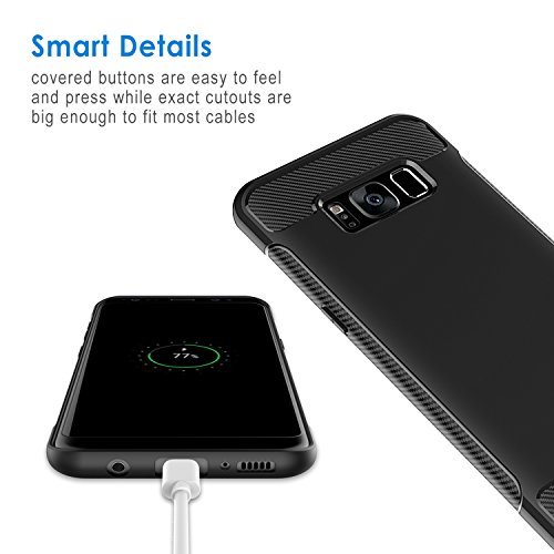 JETech Funda para Samsung Galaxy S8 Plus  Carcasa con Absorci  n de Impacto  Dise  o de Fibra de Carbon  Negro