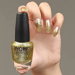 FYORR Diamond Shine Golden Long Lasting Glitter Nail Polish, 15 ml (Golden)