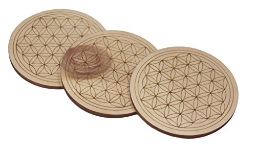Blume des Lebens, Flower of Life, Lebensblume Untersetzer 9cm aus Zirbenholz Holz