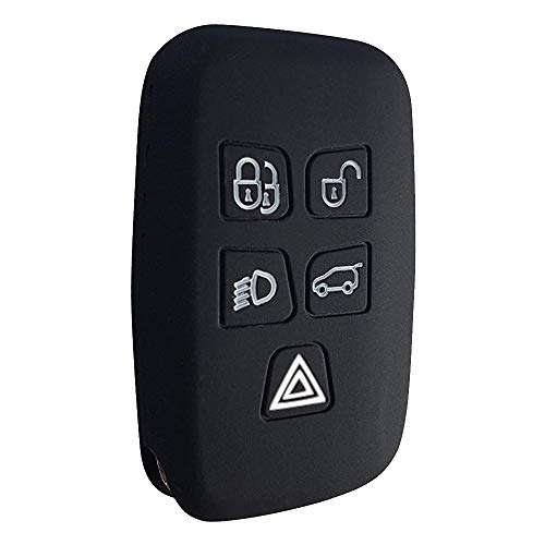 Land Range Rover Car Key Cover - Silicone Protective Fob Keyring Accessories - Discovery Evoque Velar Jaguar Compatible Black