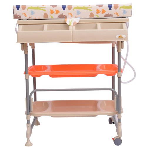 Homcom Baby Changing Table Unit Changing Station Storage Trays and Bath with Tub Brand New