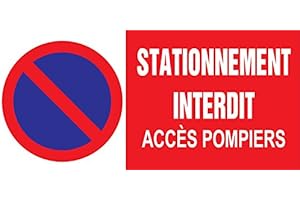adhésif concept Panneau stationnement interdit accès pompiers 150x333mm PVC Rouge Avertissement Parking