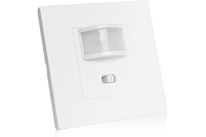 AXFEE Rörelsedetektor inomhus infälld, räckvidd 9 m/160 °, insida 230 V ersätter en strömbrytare, väggmontering, 2-tråds teknik, ersätter en ljusströmbrytare, för hall, trappa, garage, verkstad