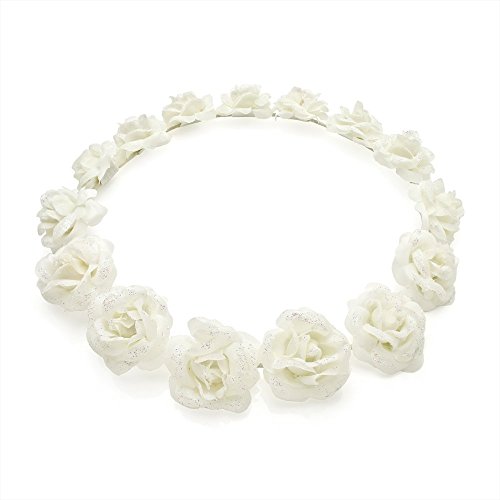 Allsorts® White Glitter Floral Boho Garland Headband for Festivals & Weddings