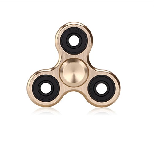Tri Fidget Hand Spinner, DouLukit High Speed Stainless Steel Ball Bearing Fidget Hand Tri Spinner Stress Reducer Toy - Can Continue to Rotate for 3 to 4 minutes - Perfect for ADD / ADHD / Anxiety / Autism And Stress Relief Adult Children (Gold)