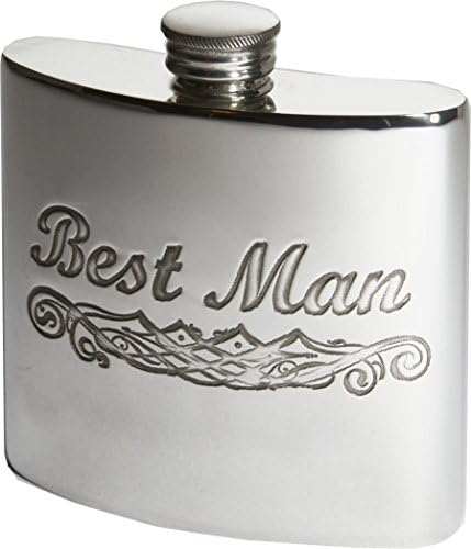 Wentworth Pewter - Best Man Pewter Flask, hip flask, spirit flask - H:85mm W:85mm D:25mm