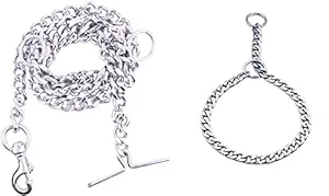 PSK PET MART PSK Dog Chain with Choke Chain Silver Grind for Large Dogs