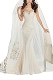 GEORGE BRIDE Schatzausschnitt Spitze Satin Schlepp Brautkleider Hochzeitskleider, Groesse 48, Weiss
