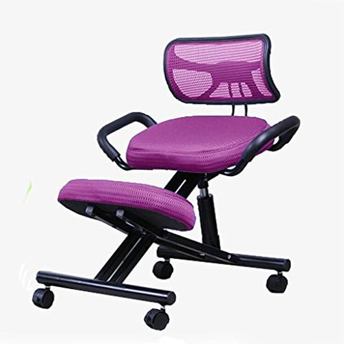 Black / Blue /Green /Purple Mesh + Sponge Household Computer Chair With Armrests Steel Correction Posture Writing Chair Students Are Poses Mesh Backrest Chair ( Color : Purple )