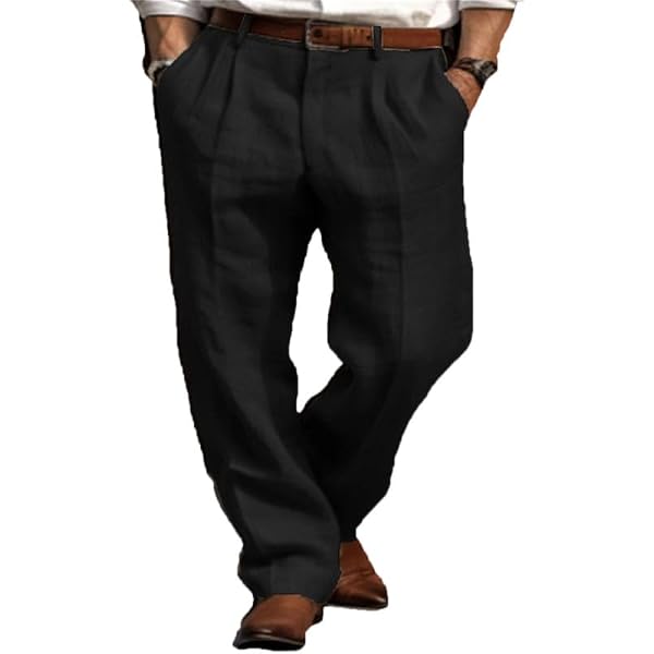 Uxxnjfg Pantaloni Uomo Estivi Leggeri Lino Eleganti Pantaloni - 11