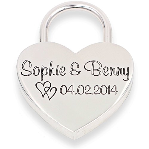 Preisvergleich Produktbild Liebesschloss Herzschloss mit GRATIS beidseitiger Gravur!! Top Geschenk!
